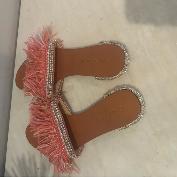 Badgley Mischka Sharlene Pink Fringe Sandals 7.5 - Picture 5 of 7